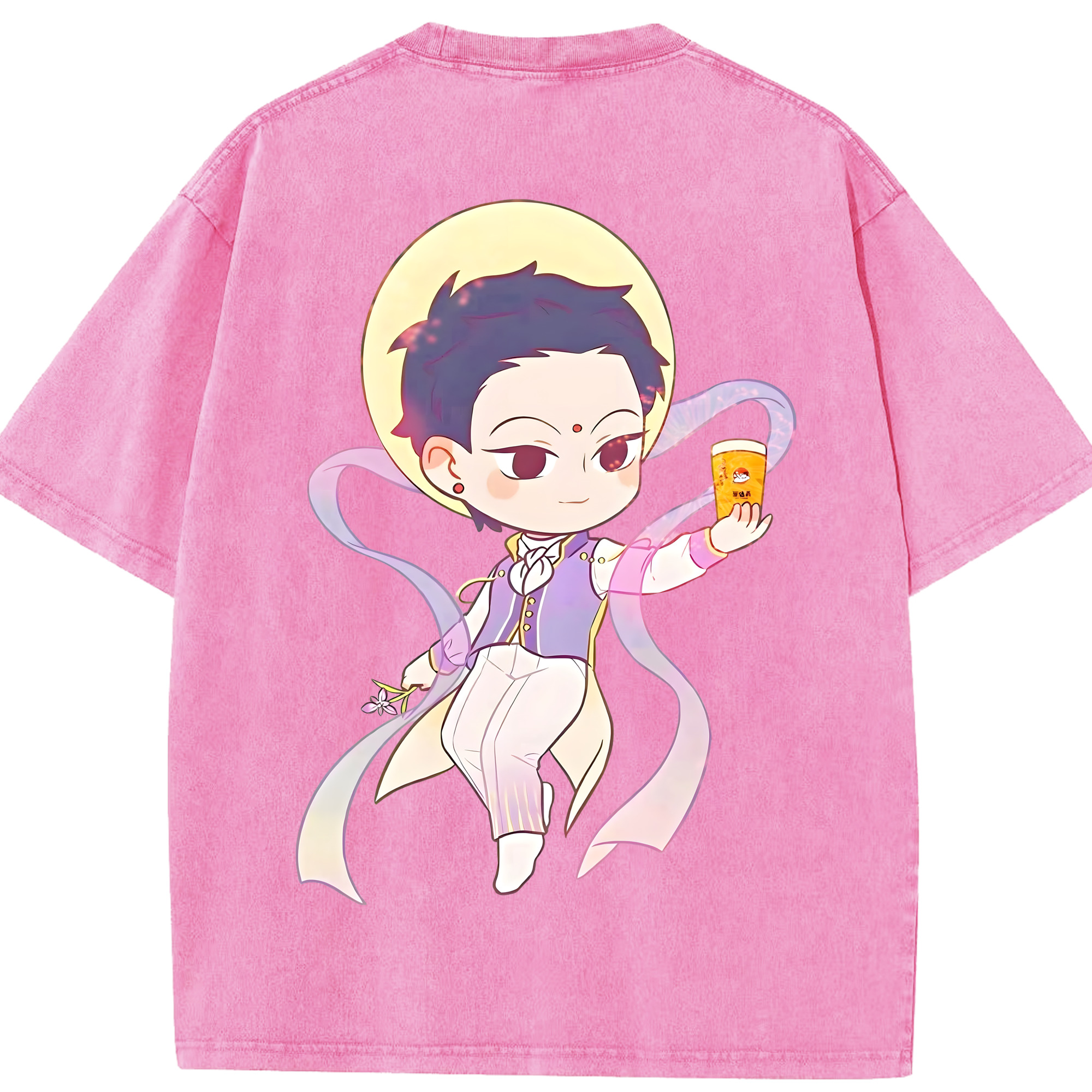（画像用） Ne Zha 2 ナタ 魔童の大暴れ 綿100% ヴィンテージ風 半袖Tシャツ（背面プリント）